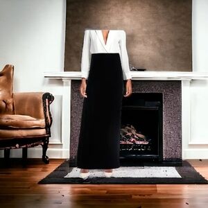 1980's  SAINT LAURENT black crepe maxi wrap skirt Size S